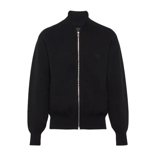 PRADA Jackets Men's Black Stand Collar Moderate Other
