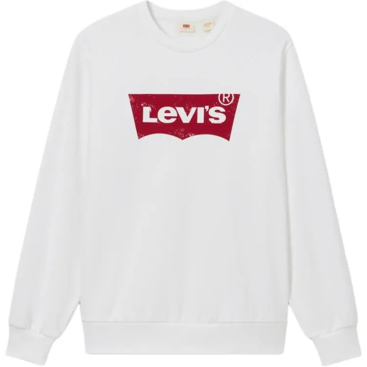Levi's Sweatshirts Men's White Crew Neck Moderate