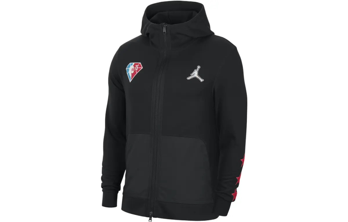 Jordan Jackets Men's Black Hooded (Non-detachable) Moderate Straight Fit