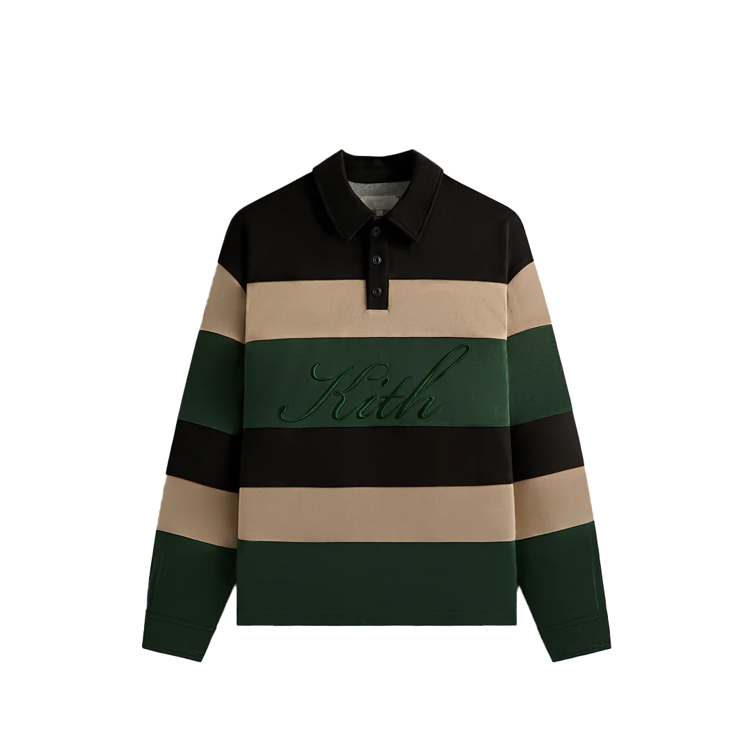 Мужское polo KITH KITH FW24 Fall 2024 Stripe Microsuede Tanner Polo (черный)