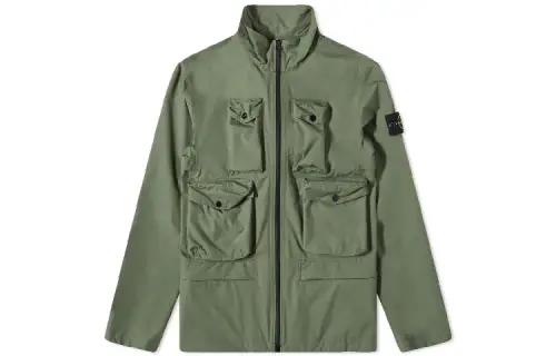 STONE ISLAND Jackets Men's Green Stand Collar Moderate Other