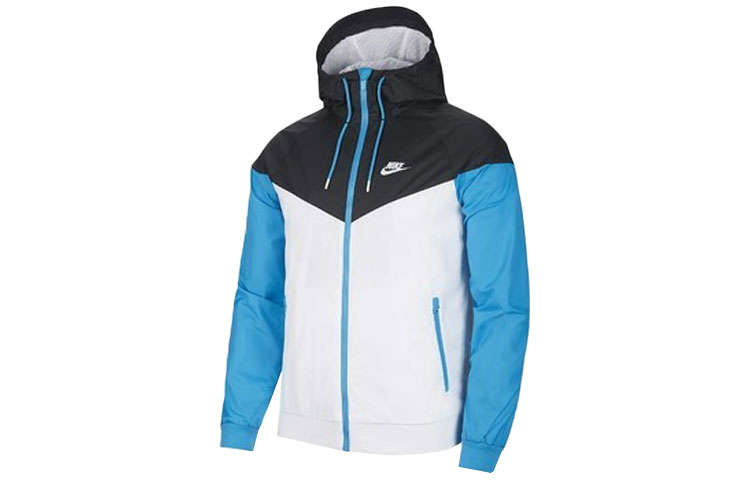 Nike Men's Contrast Color Stitching Sports Hooded Logo Jacket