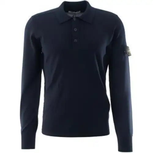 STONE ISLAND Long-Sleeved Knitted Polo Shirt