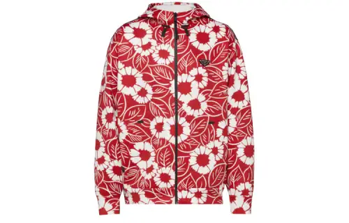 PRADA Jackets Men's Red Hooded Moderate Other