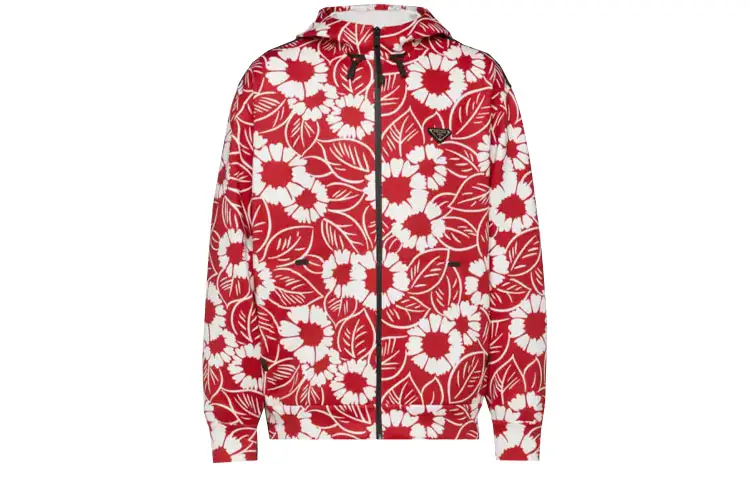 PRADA Jackets Men's Red Hooded Moderate Other