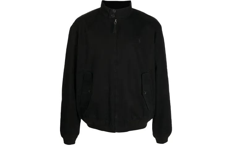 Polo Ralph Lauren FW21 Men's Logo Embroidered Stand Collar Jacket Black