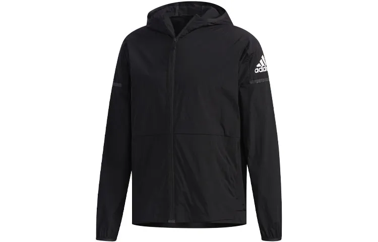 Adidas Jackets Men's Black Hooded (Non-detachable) Moderate Straight Fit