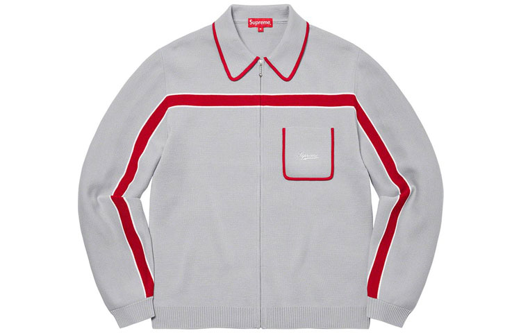 Supreme Chest Stripe Zip Up Cardigan