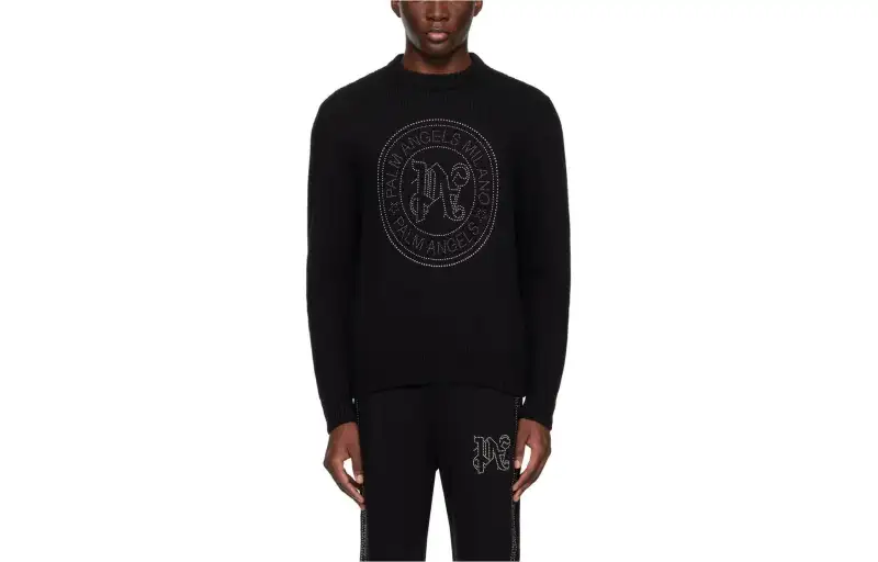 PALM ANGELS Monogram Embellished Knitted Jumper