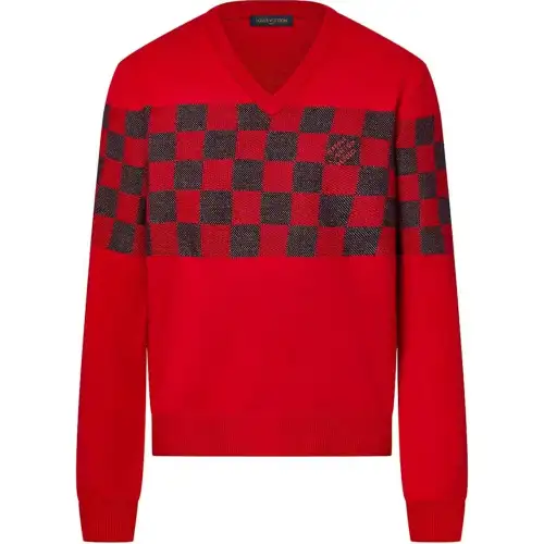 LOUIS VUITTON Damier V Neck Wool Pullover