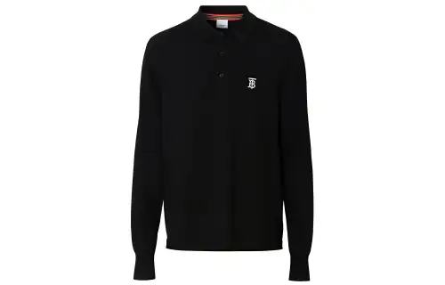 Burberry Polo Shirts Men's Black Polo Collar Moderate Other