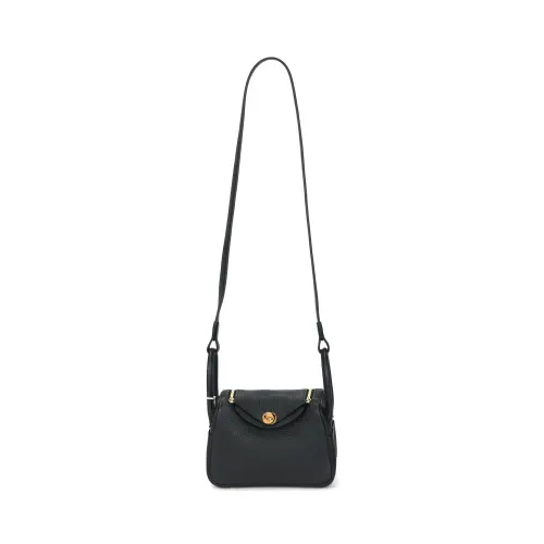 HERMES Lindy Clemence Bullock Leather Handbag 19 Women's 89 Noir Black