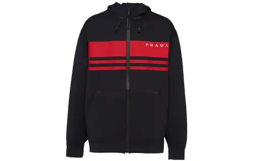 PRADA Jackets Men's Black Hooded Moderate Other