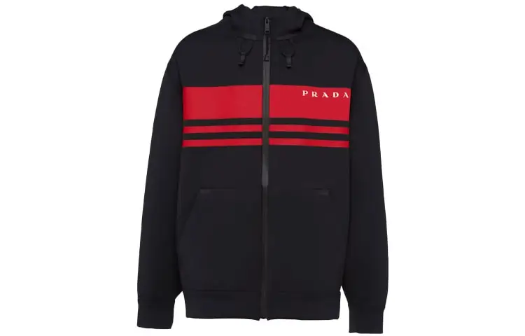 PRADA Jackets Men's Black Hooded Moderate Other