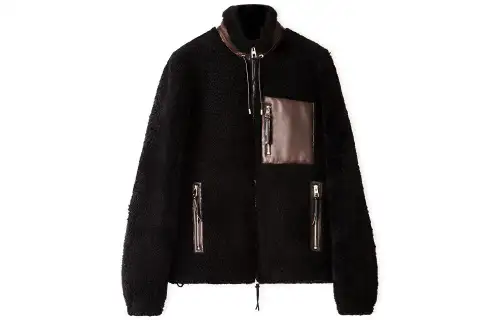 LOEWE Jackets Men's Black Stand Collar Moderate Other