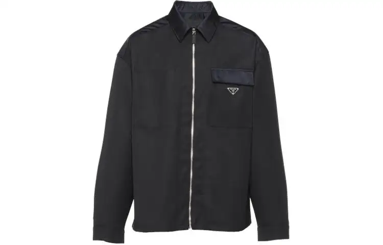PRADA Re Nylon Jackets Men's Black Lapel Moderate Other