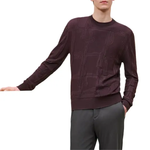 HERMES Sweaters Men's Dark Red Crew Neck Moderate Other