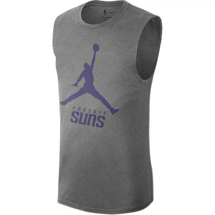 Jordan Tank Tops Men's Gray Crew Neck Moderate Straight Fit