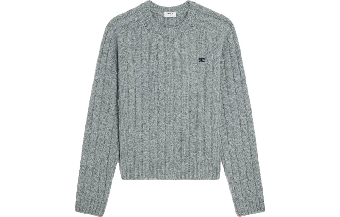 CELINE Sweaters Men's Gray Crew Neck Moderate Other