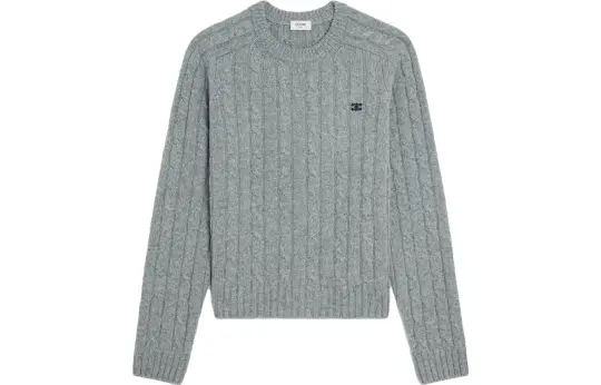 CELINE Sweaters Men's Gray Crew Neck Moderate Other