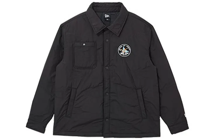 New Era SS22 Single Breasted Fleece Lined Lapel Jacket Unisex Black