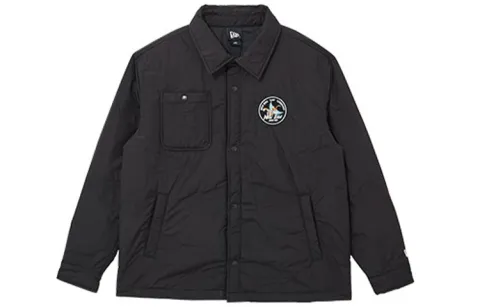 New Era SS22 Single Breasted Fleece Lined Lapel Jacket Unisex Black