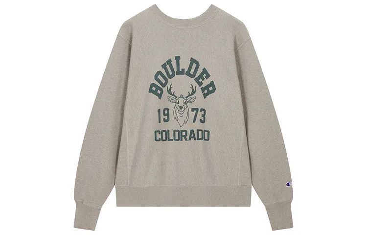 Champion FW24 MEN'S CASUAL Fun Print Letter Pattern Everyday Campus Versatile Micro Stretch Fleece Lined Crew Neck