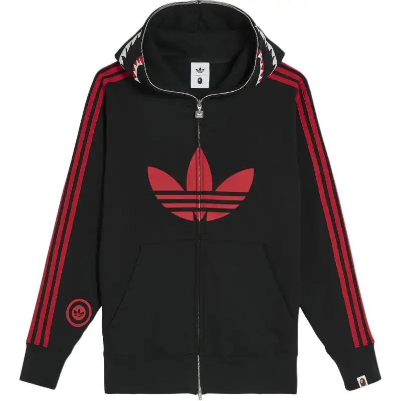 Bape X Adidas Shark Fleece Full Zip Hoodie