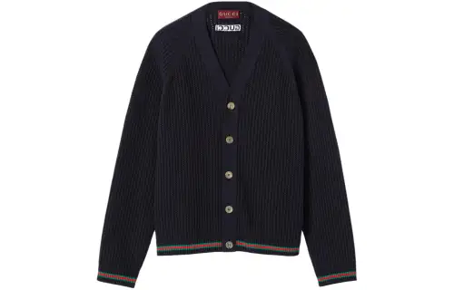 GUCCI Logo Embroidered Button Up Cardigan