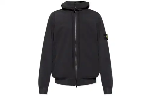 STONE ISLAND Jackets Men's Black Hooded Thickened Other