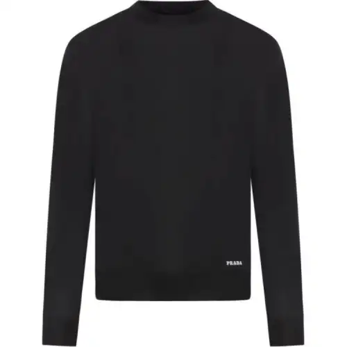 PRADA Sweaters Men's Black Crew Neck Moderate