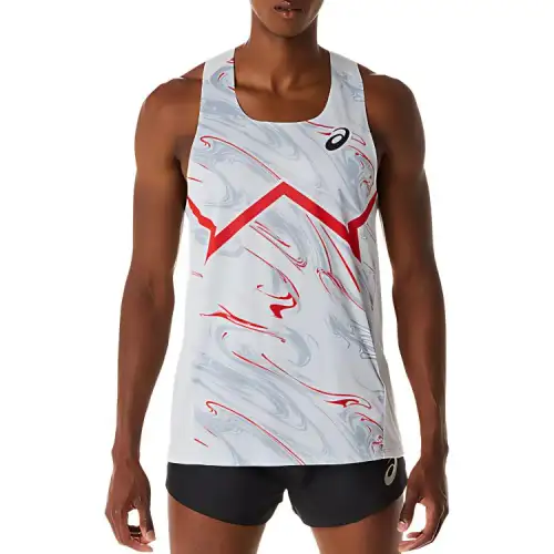 Asics Tank Top Men's Glacier Gray/Electric Red