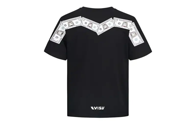 EVISU T Shirts Men's Black Crew Neck Moderate Straight Fit