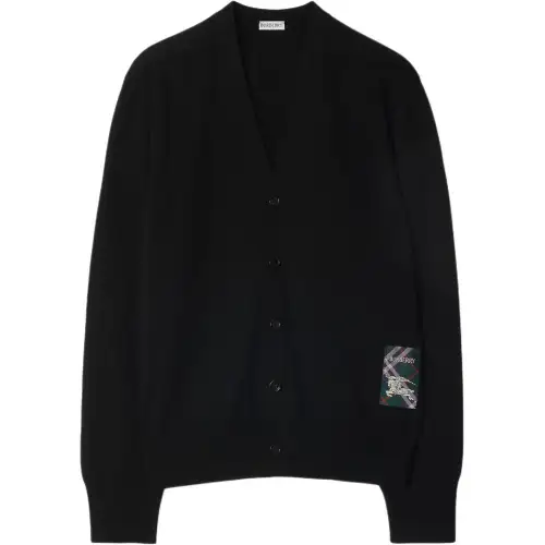 Burberry Logo Patch V Neck Knitted Cardigan