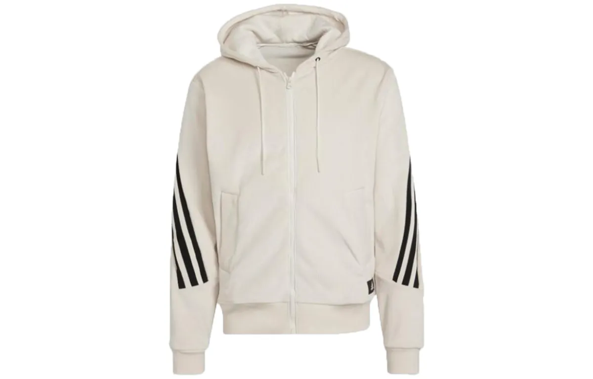 Adidas ribbed-paneled zip-up hoodie