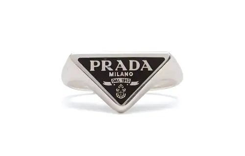 PRADA Enamel Rings Unisex Silver
