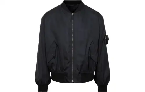 PRADA Jackets Men's Black Baseball Collar Moderate Other