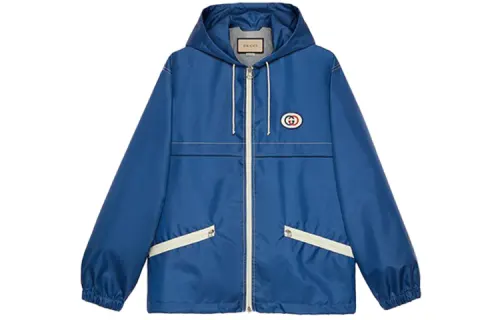 GUCCI Jackets Men's Blue Hooded Moderate Other