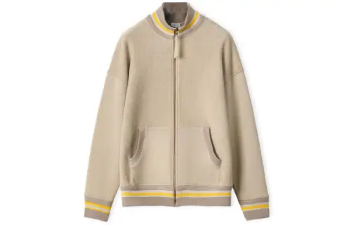 LOEWE Jackets Men's Stone Gray Stand Collar Moderate Other