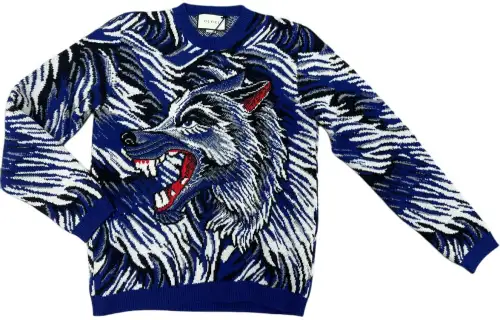 GUCCI Sweaters Men's Blue Crew Neck Moderate Other