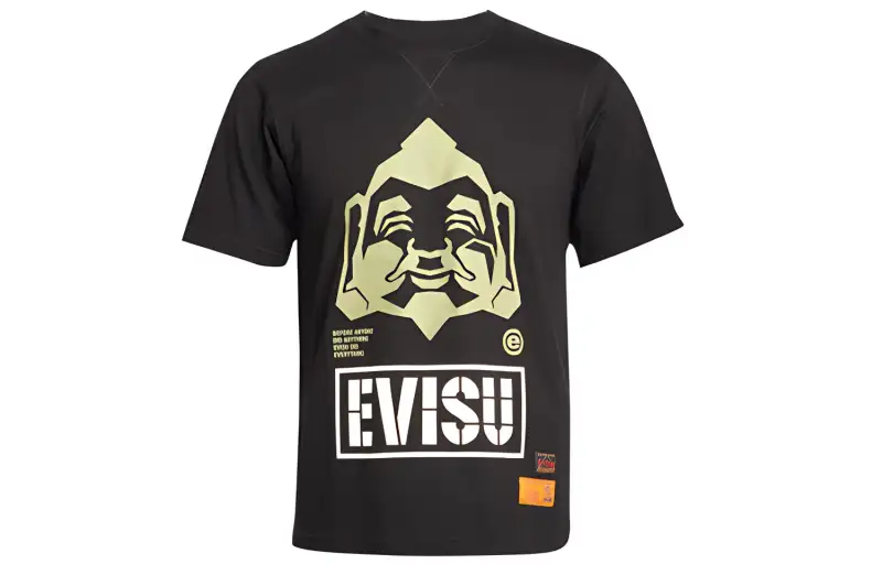 EVISU Straight Fit T Shirt Men's Black Gift Recommendation