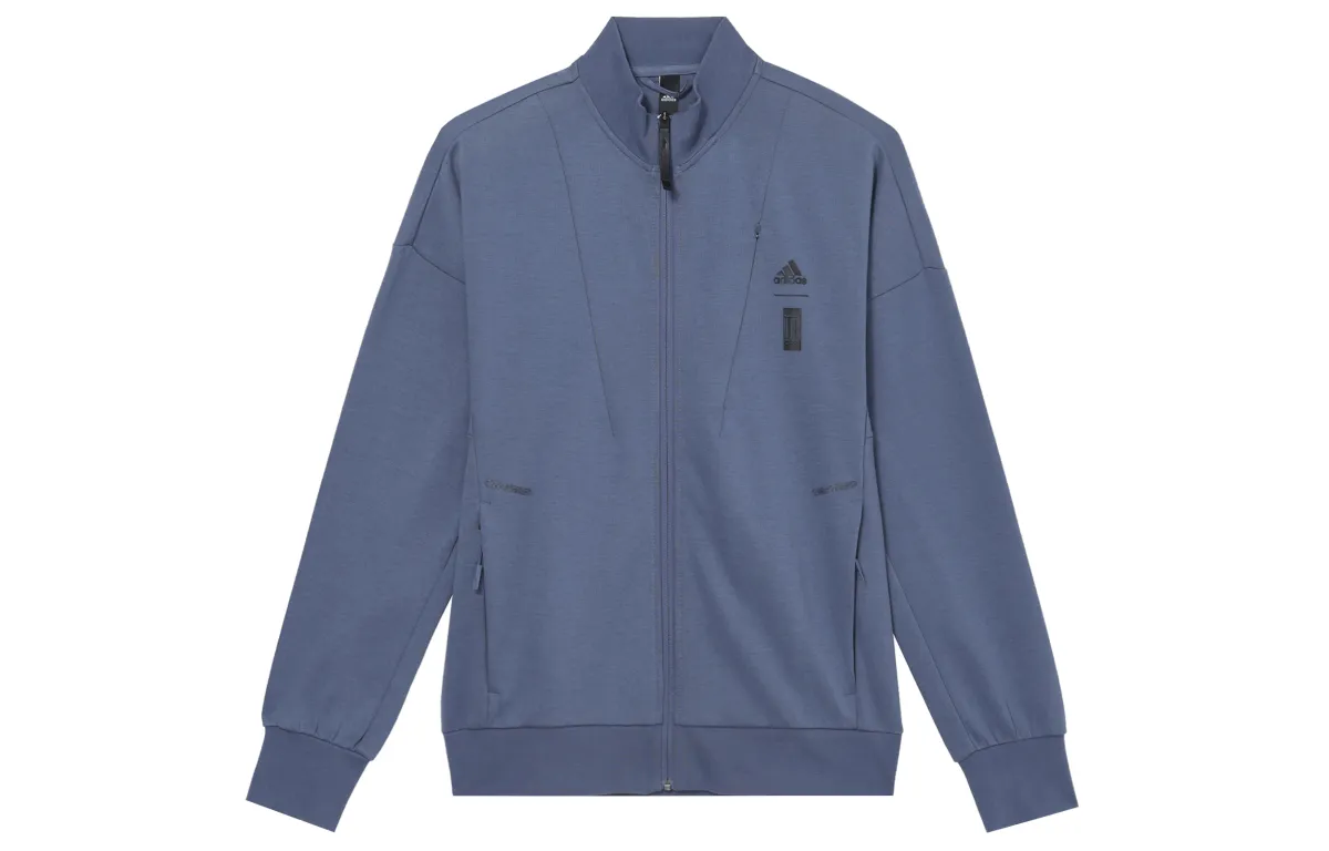 Adidas Jackets Men's Pale Cyan Stand Collar Moderate Straight Fit