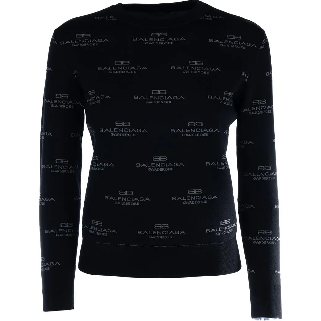 Balenciaga Logo Intarsia Knit Sweater