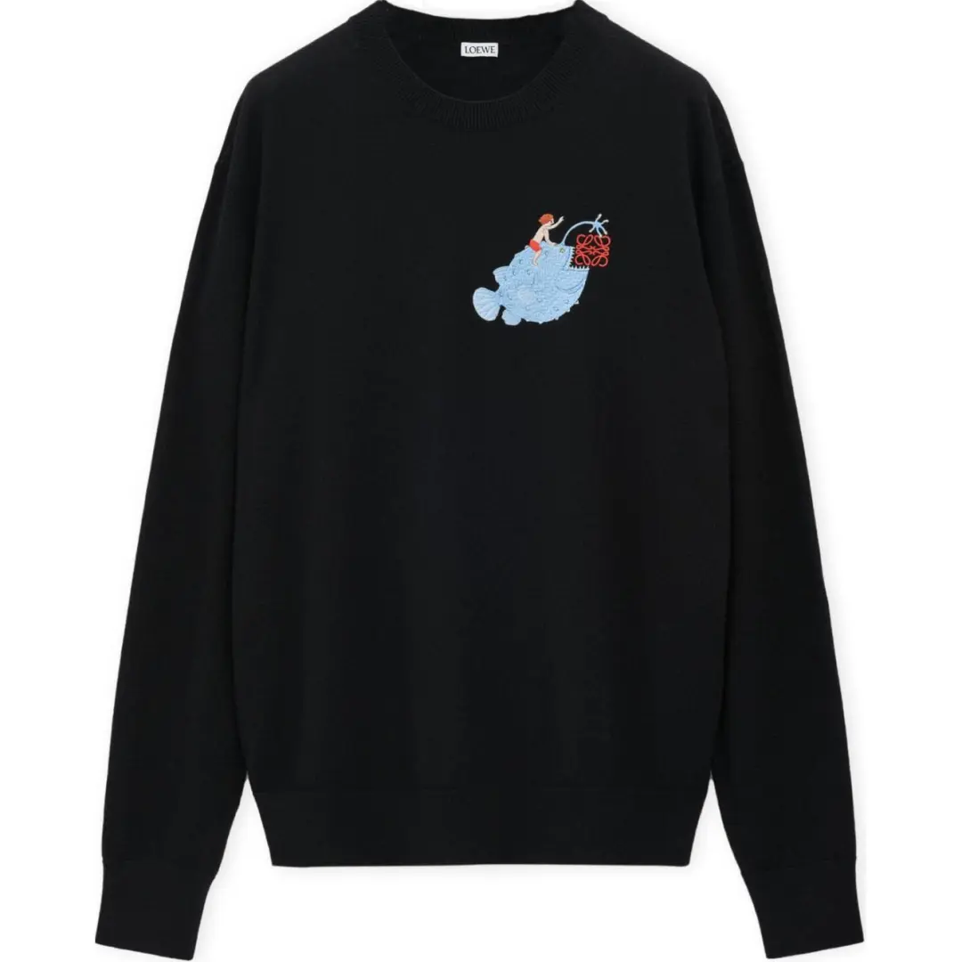 LOEWE Sweaters Men's Black Crew Neck Moderate Other