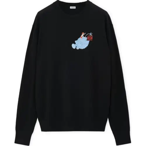 LOEWE Sweaters Men's Black Crew Neck Moderate Other