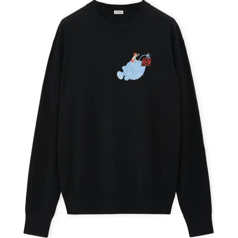 LOEWE Sweaters Men's Black Crew Neck Moderate Other