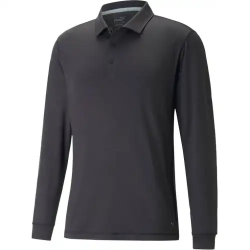 PUMA Polo Shirts Men's Black Polo Collar Moderate Straight Fit