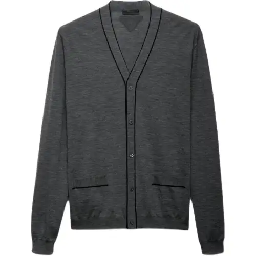 PRADA Knitwear Men's Gray V Neck Moderate Other