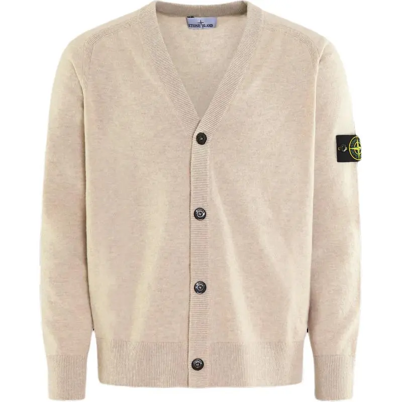 STONE ISLAND Compass Patch V-Neck Knitted Cardigan