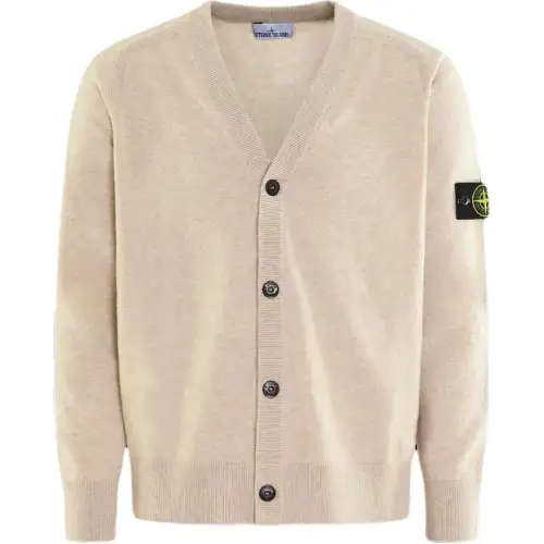 STONE ISLAND Compass Patch V-Neck Knitted Cardigan